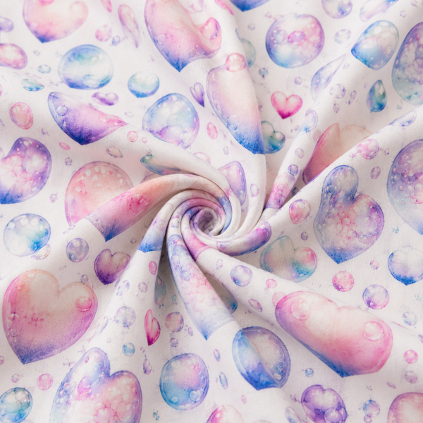 Softshell - Bubble Hearts – Herzen - Seifenblasen rosa / blau